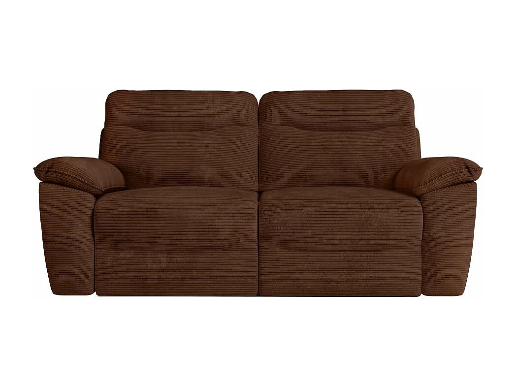 Canapé de relaxation manuel Ross 3 places en velours côtelé - Marron - L200 x P100 x H102cm - Loungitude