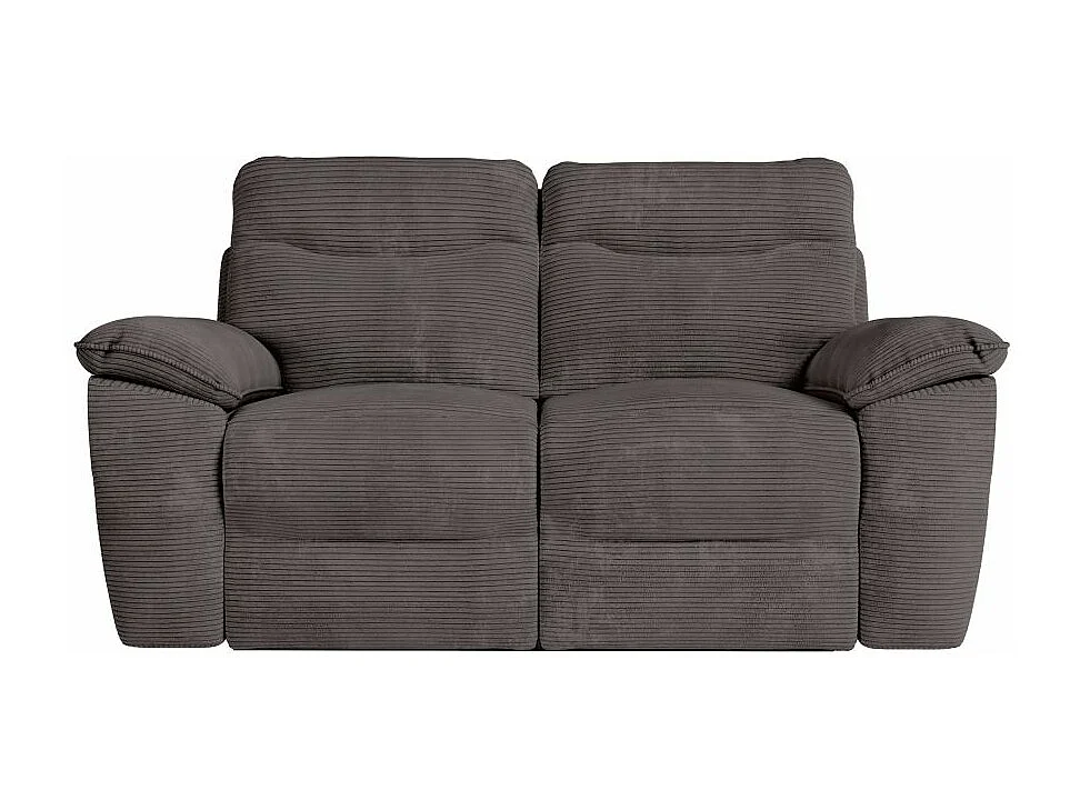 Canapé de relaxation électrique Ross 2 places en velours côtelé - Gris - L160 x P100 x H102cm - Loungitude