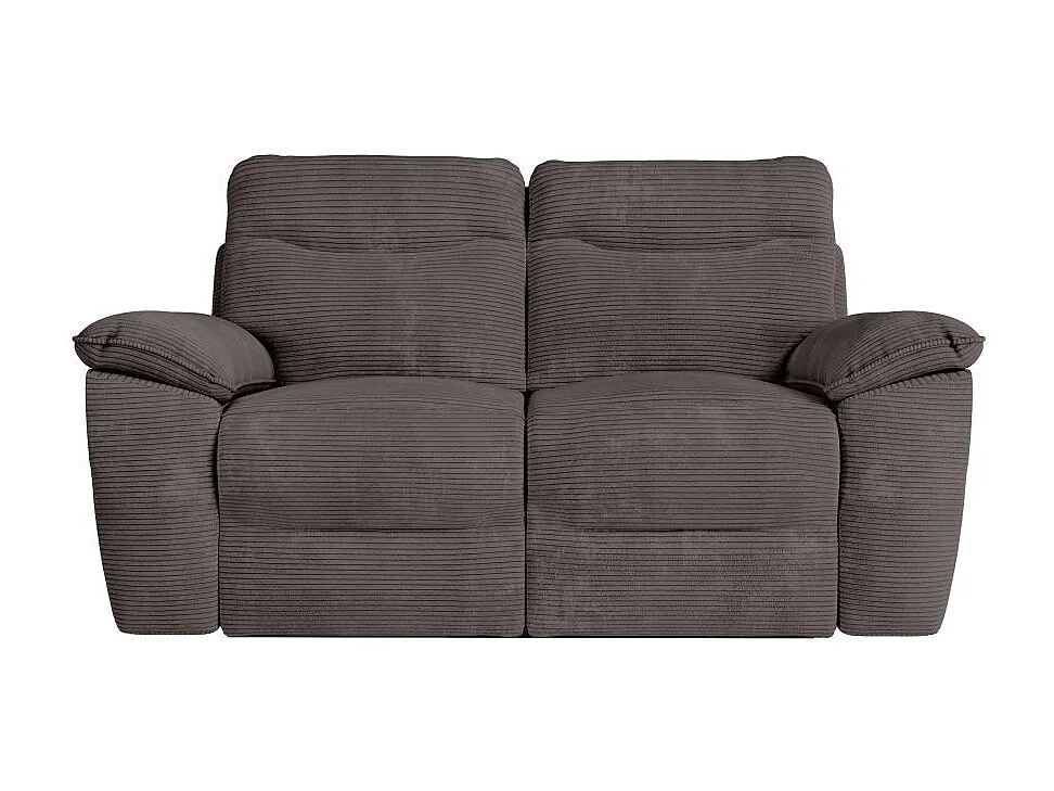 Canapé de relaxation électrique Ross 2 places en velours côtelé - Gris - L160 x P100 x H102cm - Loungitude