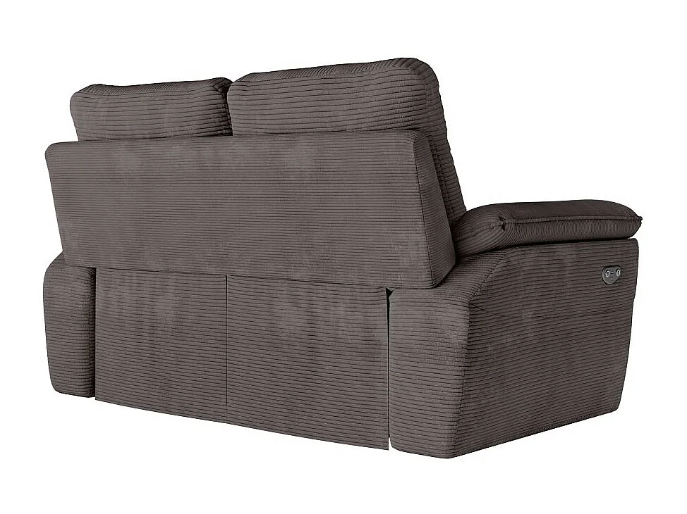 Canapé de relaxation électrique Ross 2 places en velours côtelé - Gris - L160 x P100 x H102cm - Loungitude
