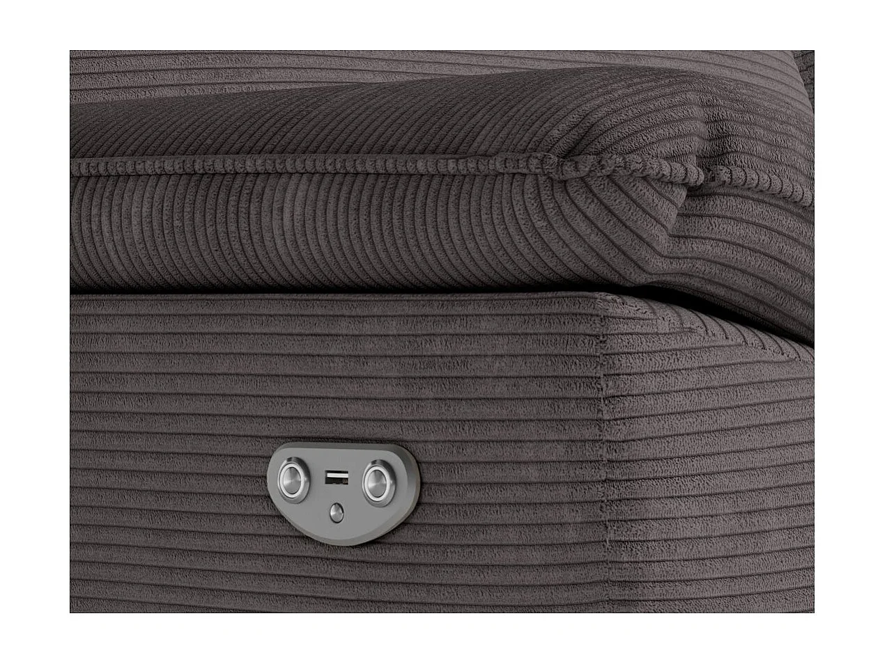 Canapé de relaxation électrique Ross 2 places en velours côtelé - Gris - L160 x P100 x H102cm - Loungitude