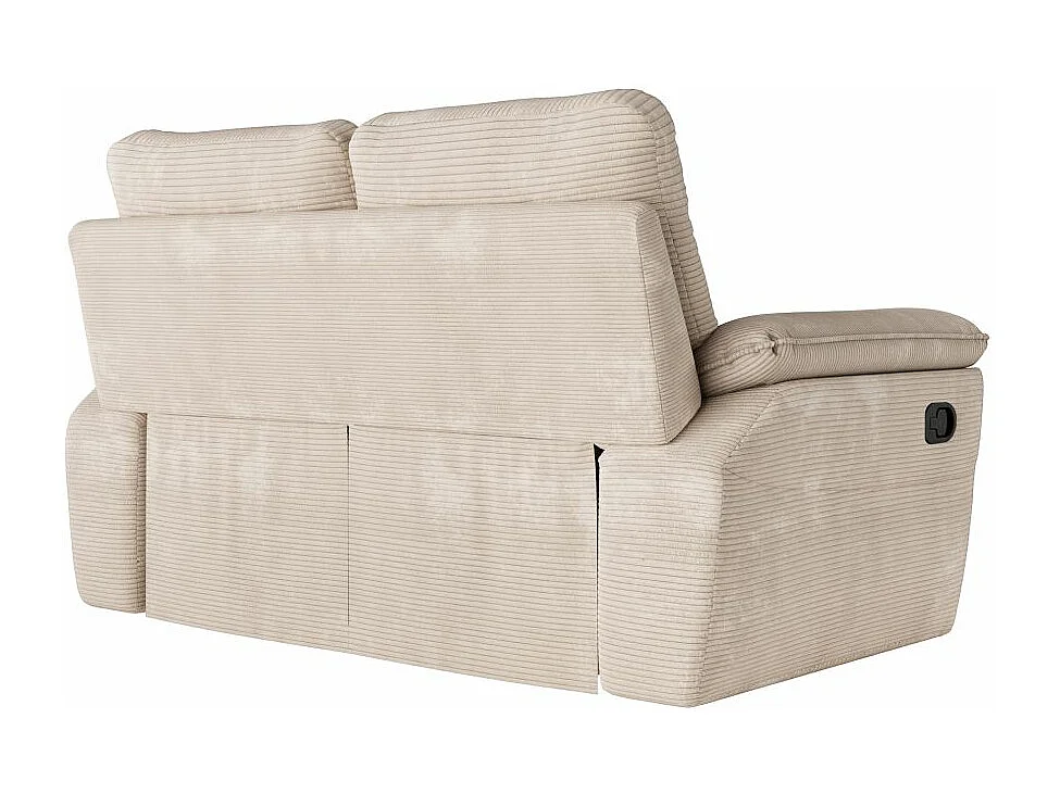 Canapé de relaxation manuel Ross 2 places en velours côtelé - Beige - L160 x P100 x H102cm - Loungitude