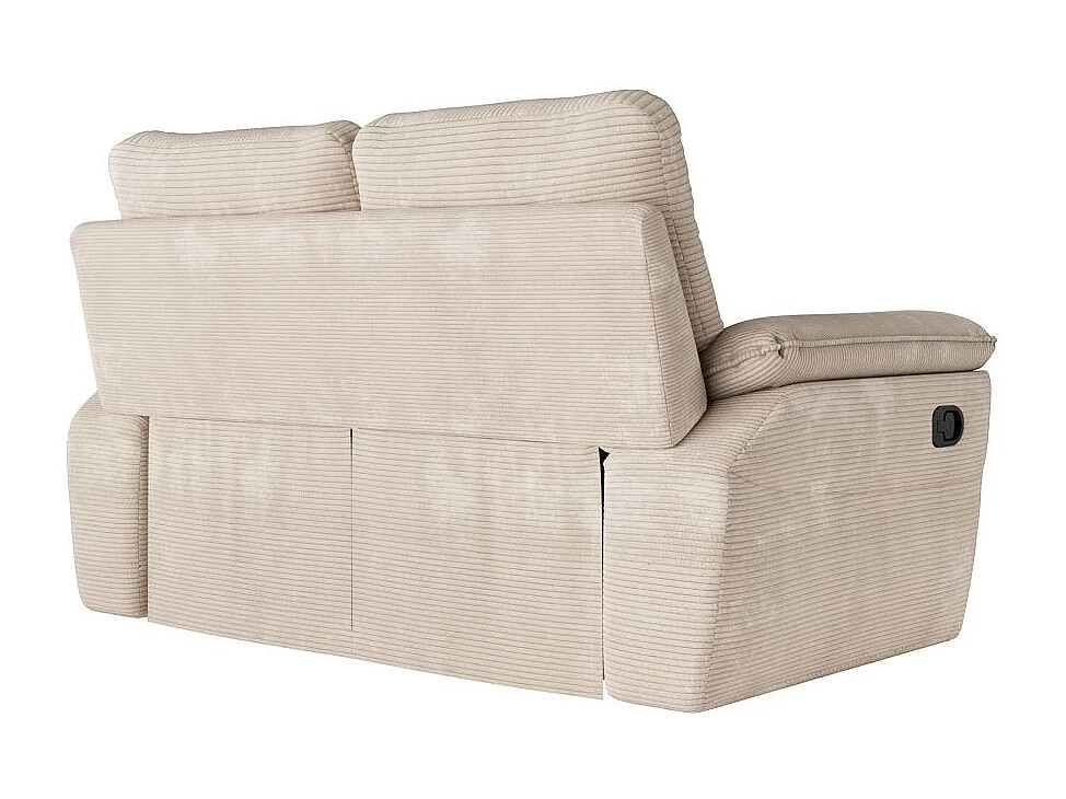 Canapé de relaxation manuel Ross 2 places en velours côtelé - Beige - L160 x P100 x H102cm - Loungitude