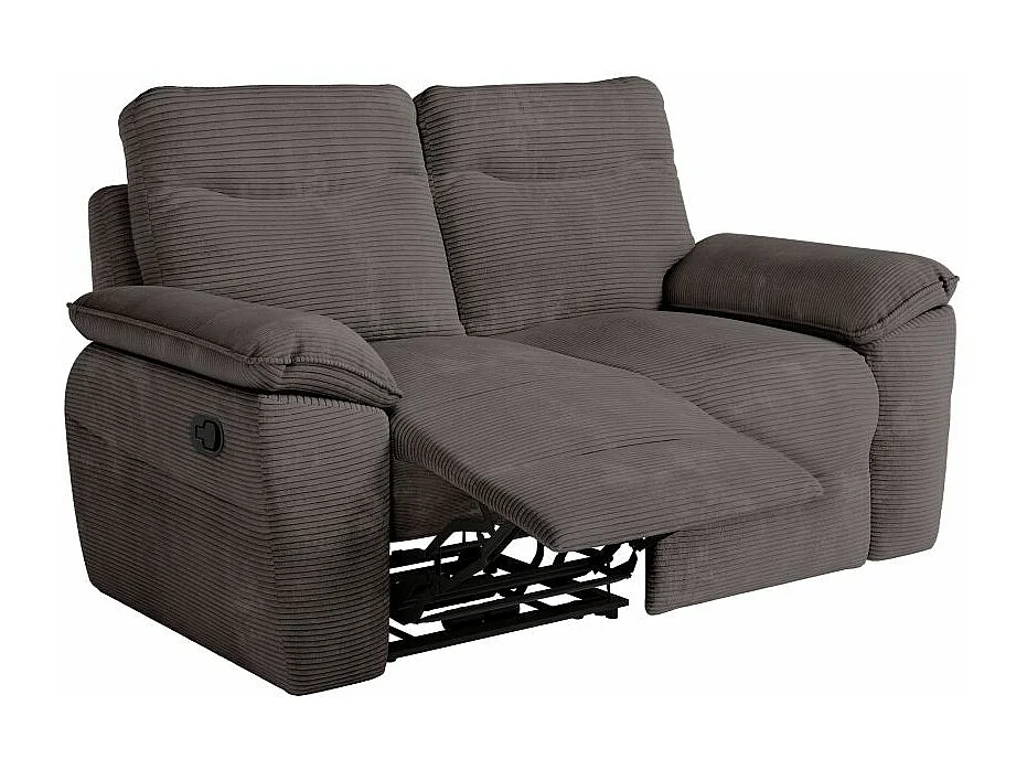 Canapé de relaxation manuel Ross 2 places en velours côtelé - Gris - L160 x P100 x H102cm - Loungitude