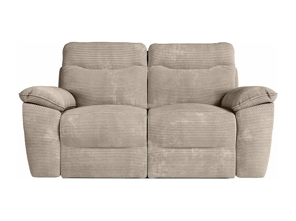 Canapé de relaxation électrique Ross 2 places en velours côtelé - Taupe - L160 x P100 x H102cm - Loungitude