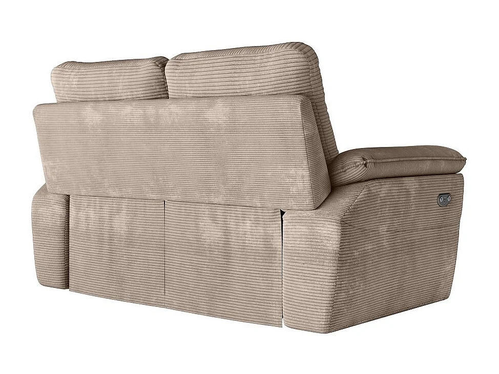 Canapé de relaxation électrique Ross 2 places en velours côtelé - Taupe - L160 x P100 x H102cm - Loungitude