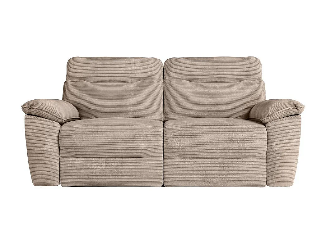 Canapé de relaxation électrique Ross 3 places en velours côtelé - Taupe - L200 x P100 x H102cm - Loungitude