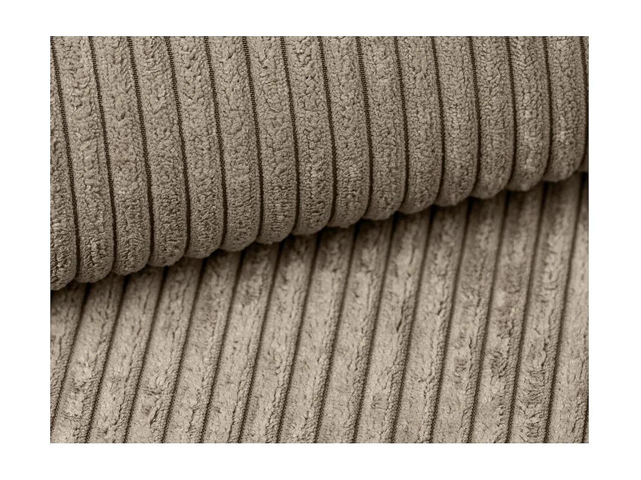 Canapé de relaxation électrique Ross 3 places en velours côtelé - Taupe - L200 x P100 x H102cm - Loungitude