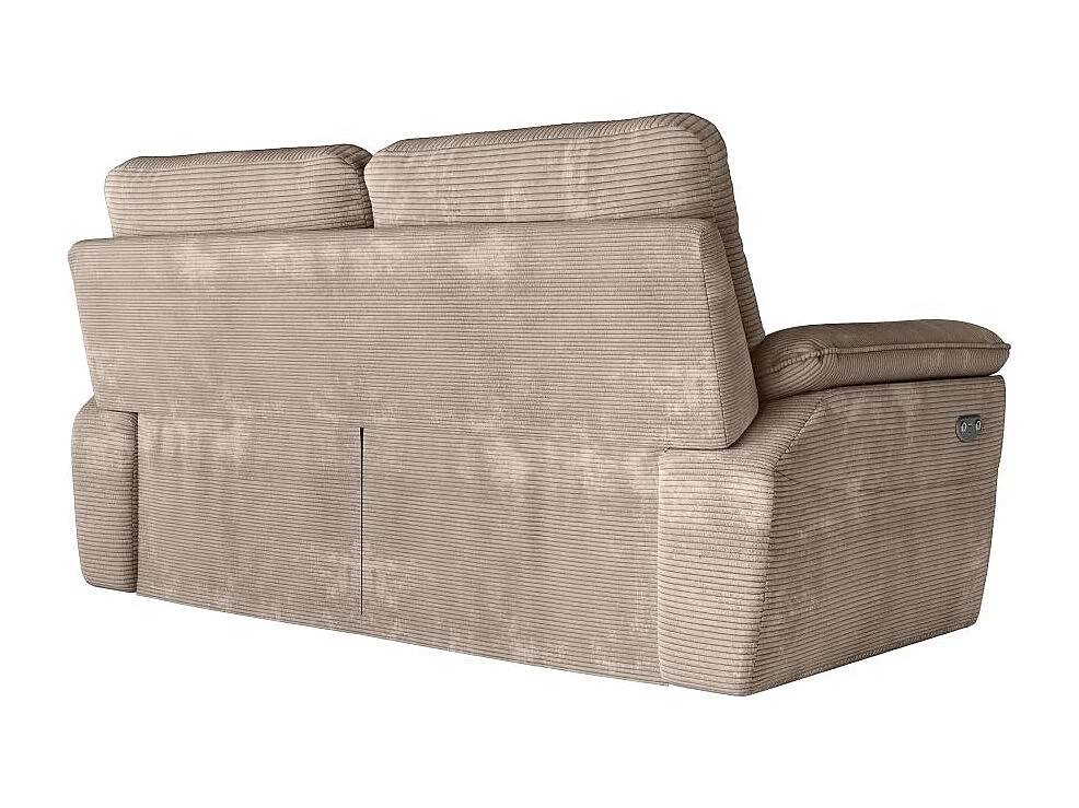 Canapé de relaxation électrique Ross 3 places en velours côtelé - Taupe - L200 x P100 x H102cm - Loungitude