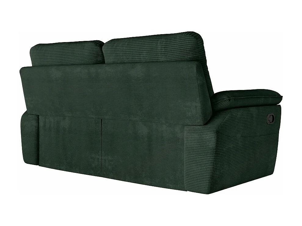 Canapé de relaxation manuel Ross 3 places en velours côtelé - Vert foncé - L200 x P100 x H102cm - Loungitude