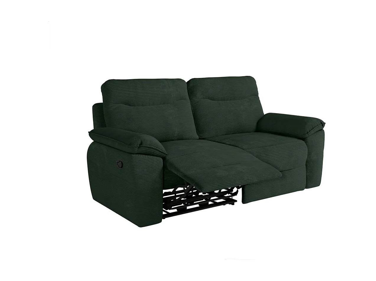 Canapé relax 3 places en velours côtelé vert foncé ROSS 200x100x102 cm