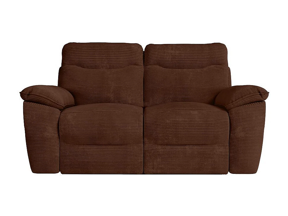 Canapé de relaxation manuel Ross 2 places en velours côtelé - Marron - L160 x P100 x H102cm - Loungitude