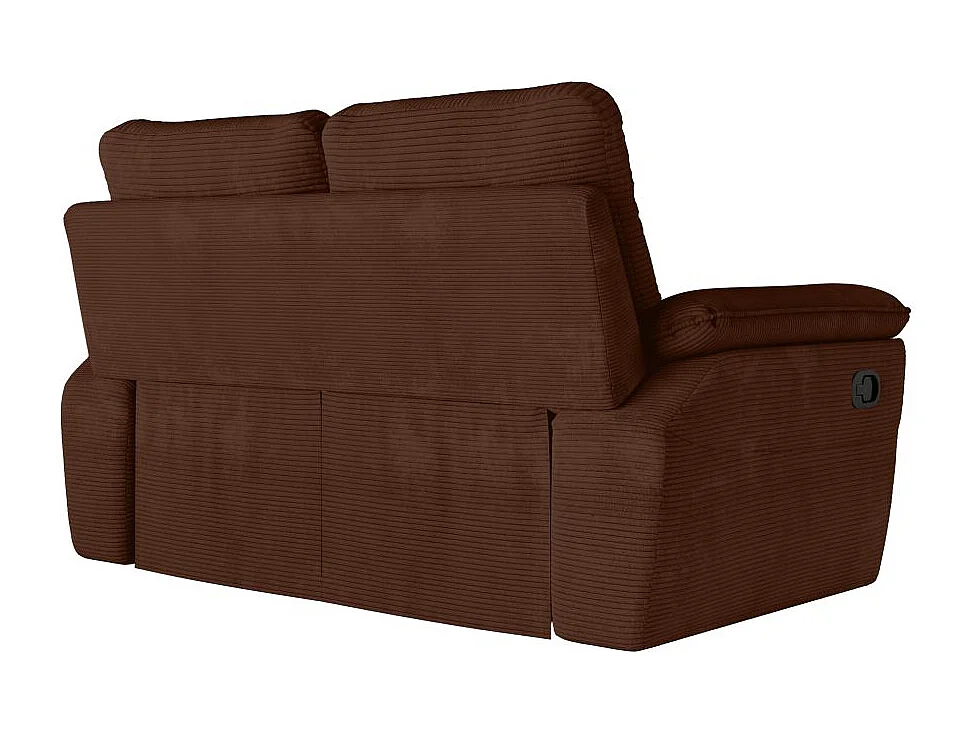 Canapé de relaxation manuel Ross 2 places en velours côtelé - Marron - L160 x P100 x H102cm - Loungitude