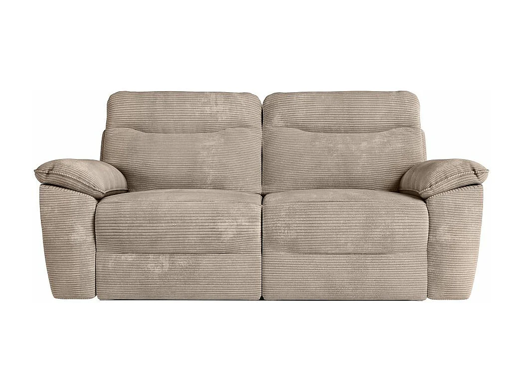 Canapé de relaxation manuel Ross 3 places en velours côtelé - Taupe - L200 x P100 x H102cm - Loungitude