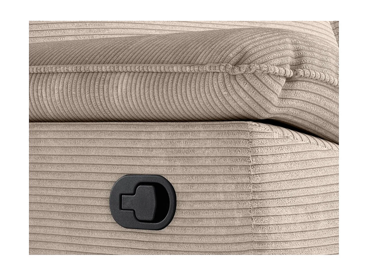 Canapé de relaxation manuel Ross 3 places en velours côtelé - Taupe - L200 x P100 x H102cm - Loungitude