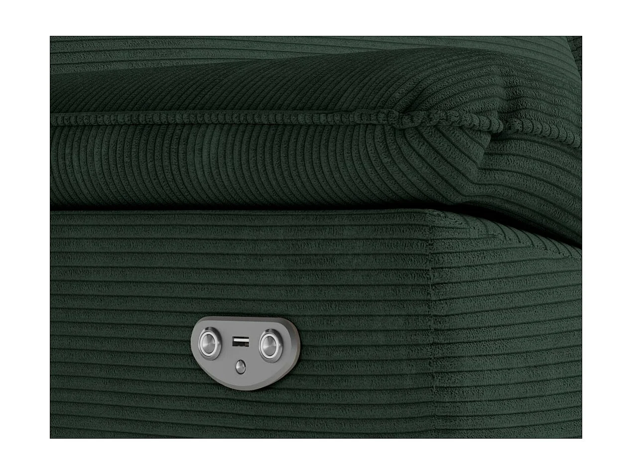 Canapé de relaxation électrique Ross 3 places en velours côtelé - Vert foncé - L200 x P100 x H102cm - Loungitude