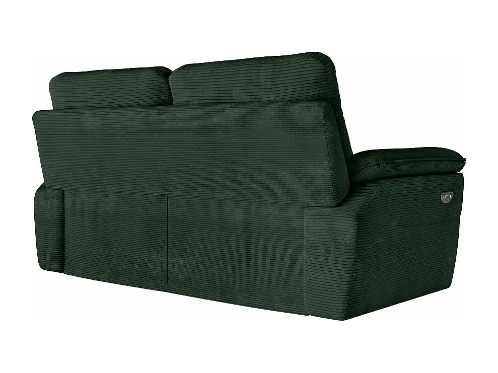 Canapé de relaxation électrique Ross 3 places en velours côtelé - Vert foncé - L200 x P100 x H102cm - Loungitude