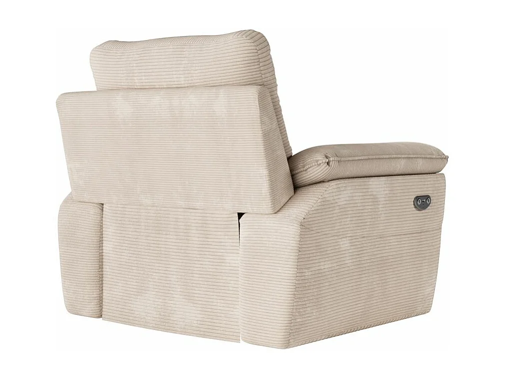 Fauteuil de relaxation électrique Ross en velours côtelé - Beige - L101 x P100 x H102cm - Loungitude