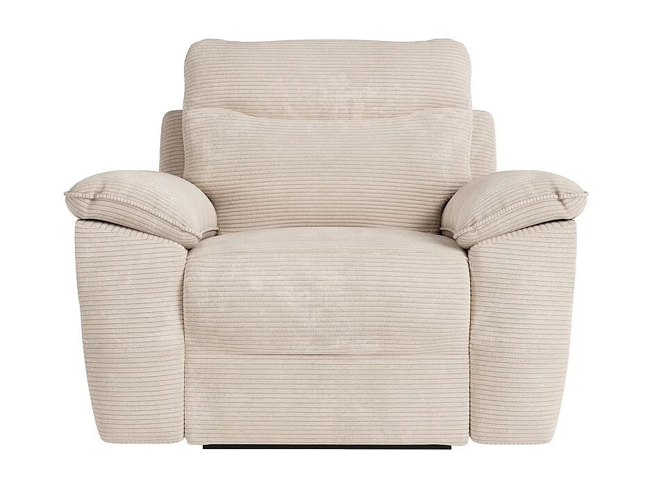 Fauteuil de relaxation électrique Ross en velours côtelé - Beige - L101 x P100 x H102cm - Loungitude