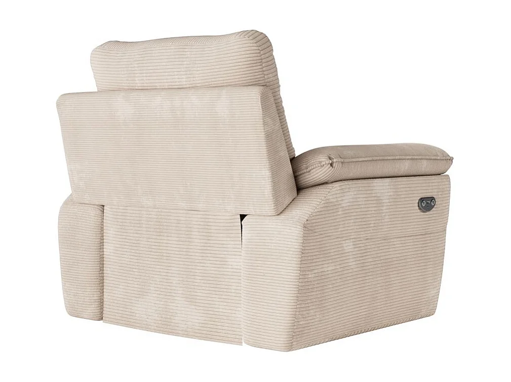 Fauteuil de relaxation électrique Ross en velours côtelé - Beige - L101 x P100 x H102cm - Loungitude
