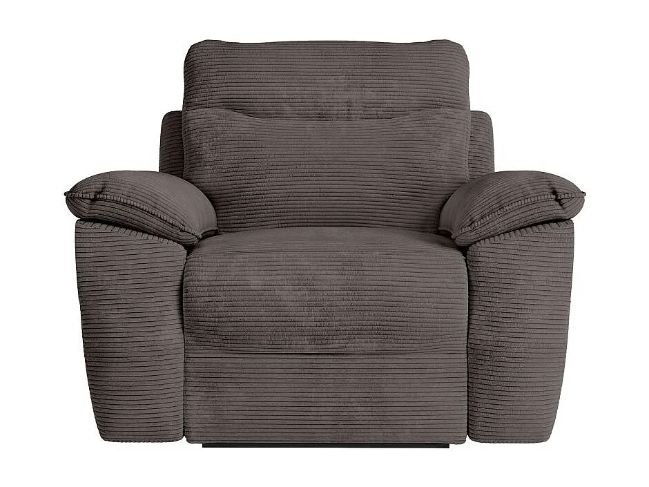 Fauteuil de relaxation électrique Ross en velours côtelé - Gris - L101 x P100 x H102cm - Loungitude