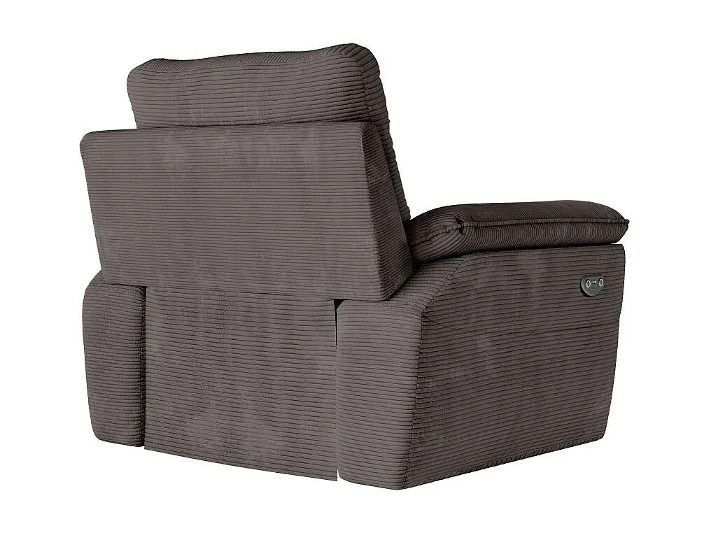Fauteuil de relaxation électrique Ross en velours côtelé - Gris - L101 x P100 x H102cm - Loungitude