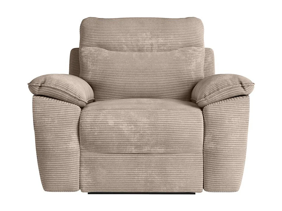 Fauteuil de relaxation électrique Ross en velours côtelé - Taupe - L101 x P100 x H102cm - Loungitude