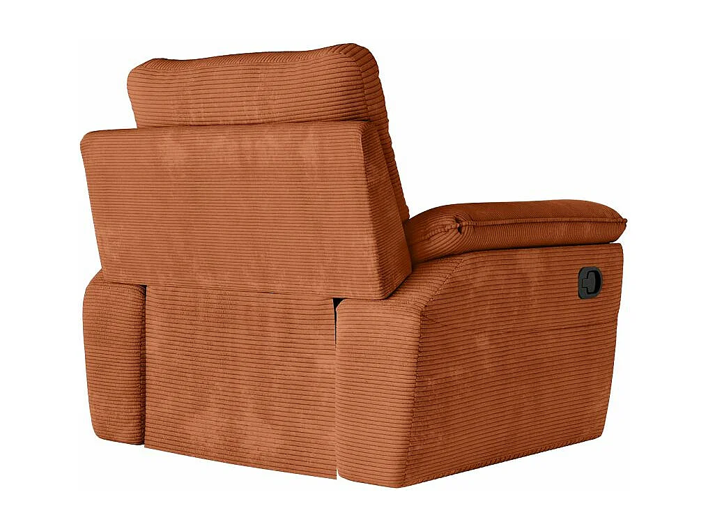 Fauteuil de relaxation manuel Ross en velours côtelé - Terracotta - L101 x P100 x H102cm - Loungitude