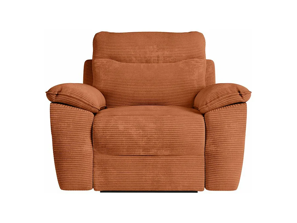 Fauteuil de relaxation électrique Ross en velours côtelé - Terracotta - L101 x P100 x H102cm - Loungitude