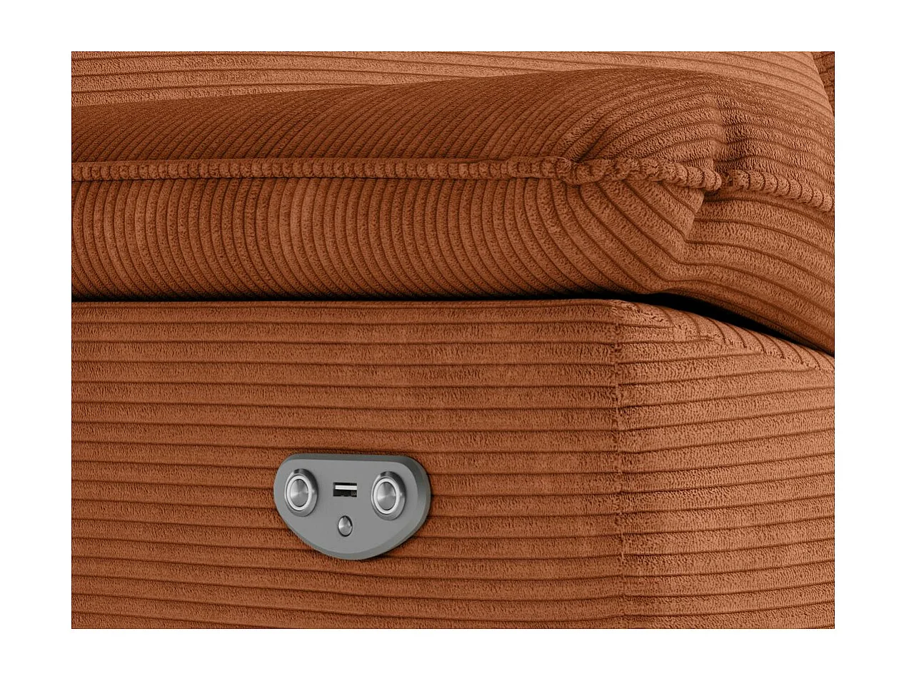 Fauteuil de relaxation électrique Ross en velours côtelé - Terracotta - L101 x P100 x H102cm - Loungitude