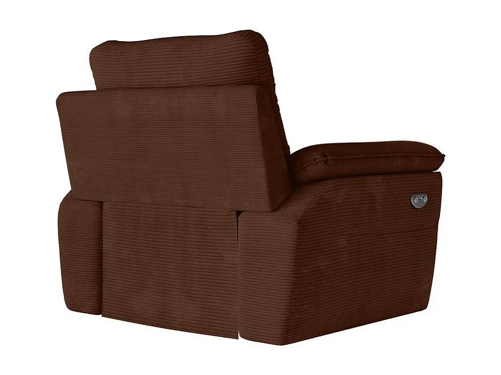 Fauteuil de relaxation électrique Ross en velours côtelé - Marron - L101 x P100 x H102cm - Loungitude