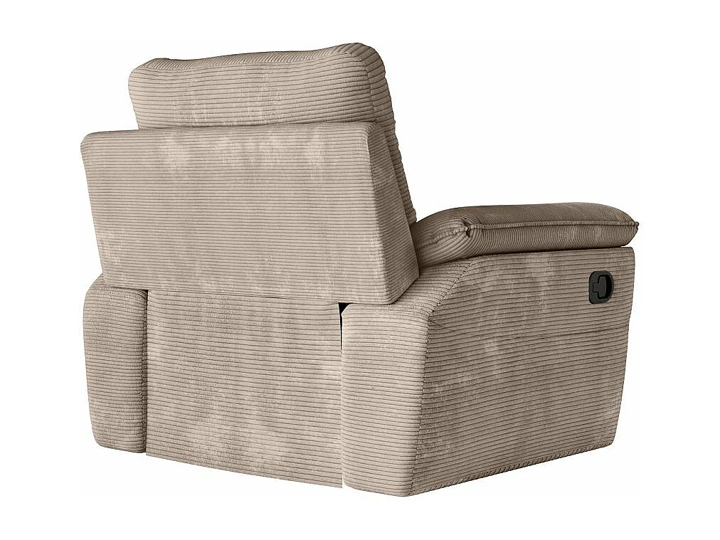 Fauteuil de relaxation manuel Ross en velours côtelé - Taupe - L101 x P100 x H102cm - Loungitude
