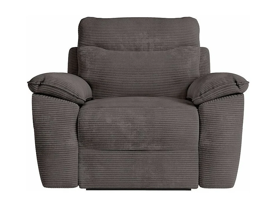 Fauteuil de relaxation manuel Ross en velours côtelé - Gris - L101 x P100 x H102cm - Loungitude