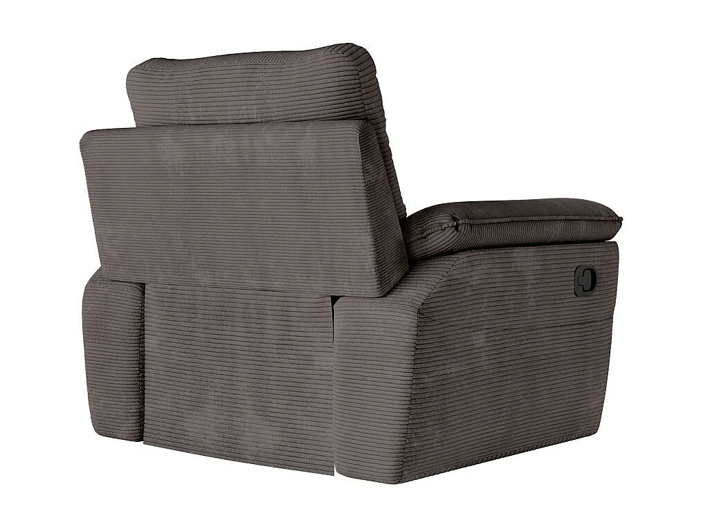 Fauteuil de relaxation manuel Ross en velours côtelé - Gris - L101 x P100 x H102cm - Loungitude