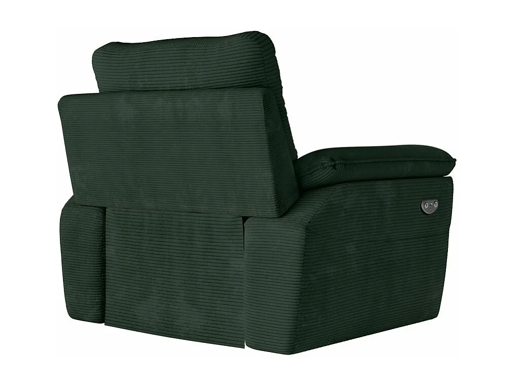 Fauteuil de relaxation électrique Ross en velours côtelé - Vert foncé - L101 x P100 x H102cm - Loungitude