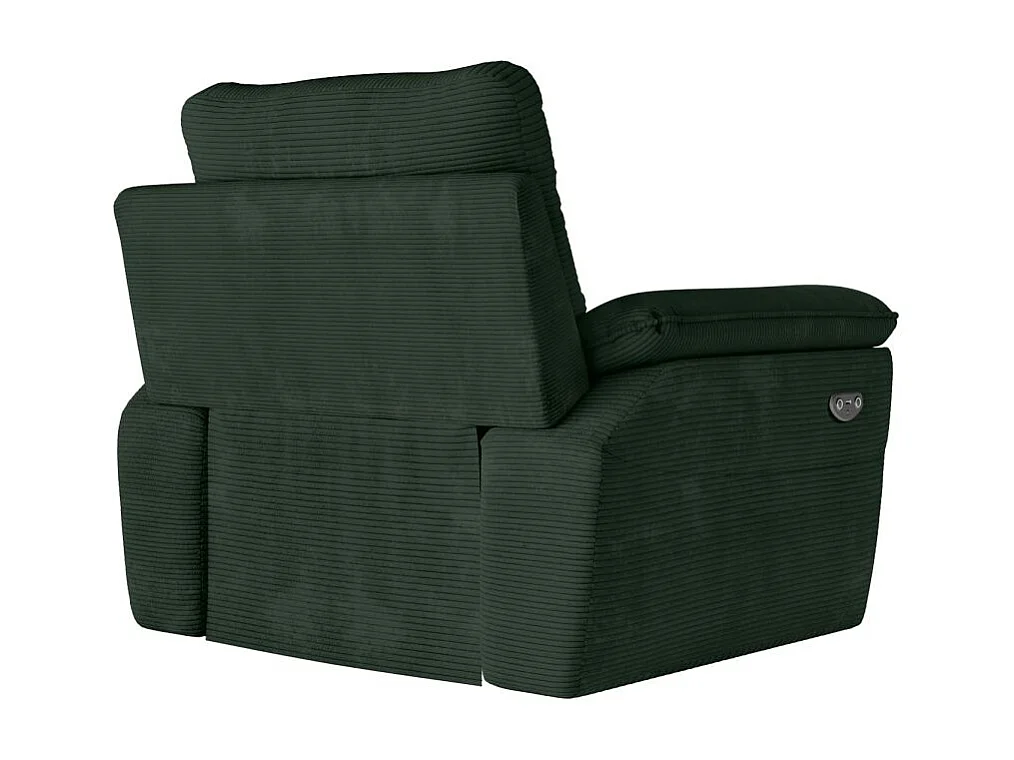 Fauteuil de relaxation électrique Ross en velours côtelé - Vert foncé - L101 x P100 x H102cm - Loungitude