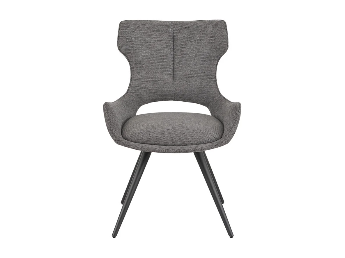Chaise pivotante 180° tissu gris foncé et pieds métal noir – SEVILLE