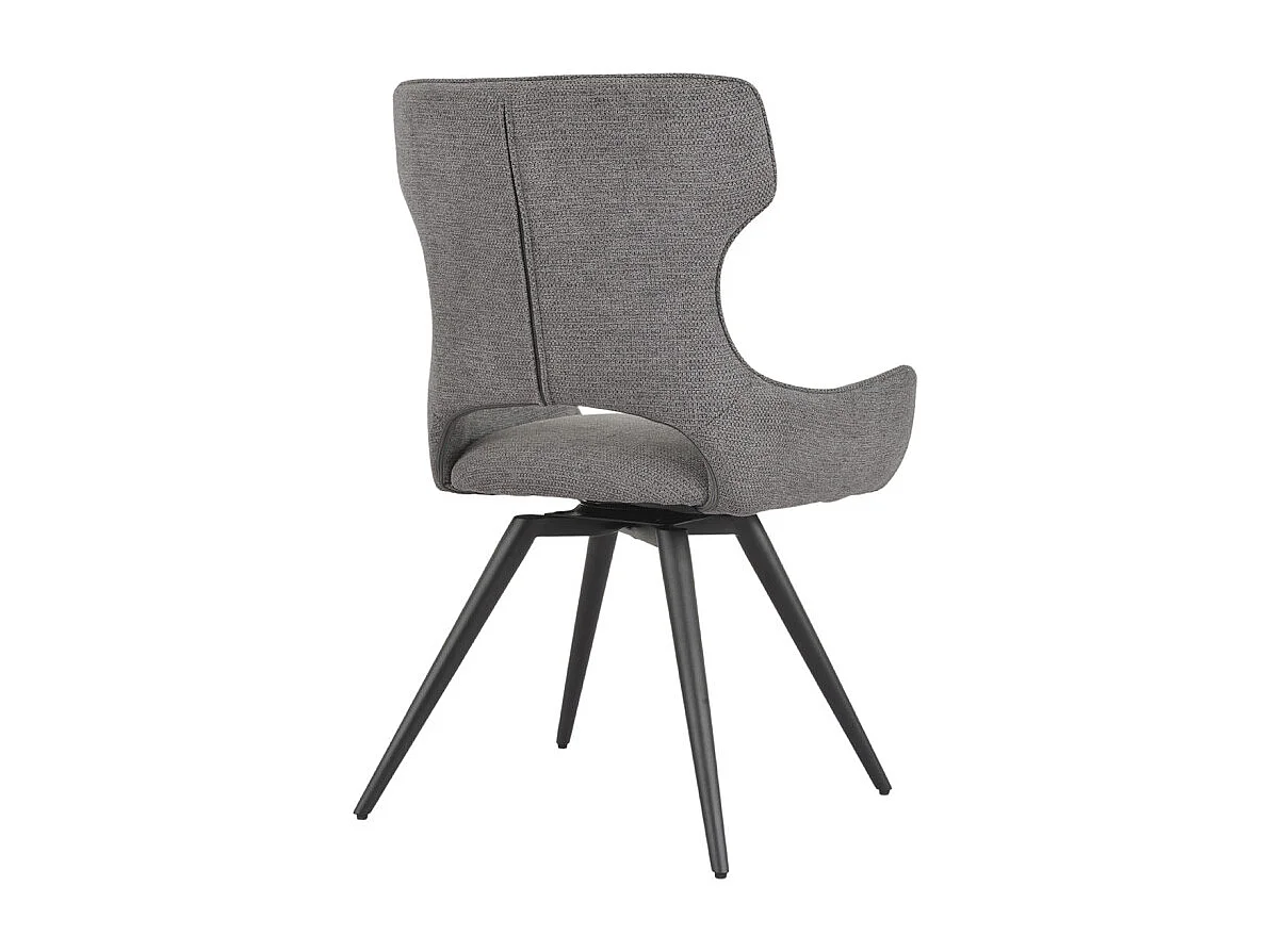 Chaise pivotante 180° tissu gris foncé et pieds métal noir – SEVILLE