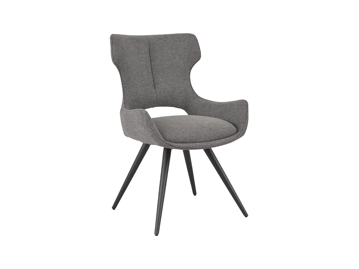 Chaise pivotante 180° tissu gris foncé et pieds métal noir – SEVILLE