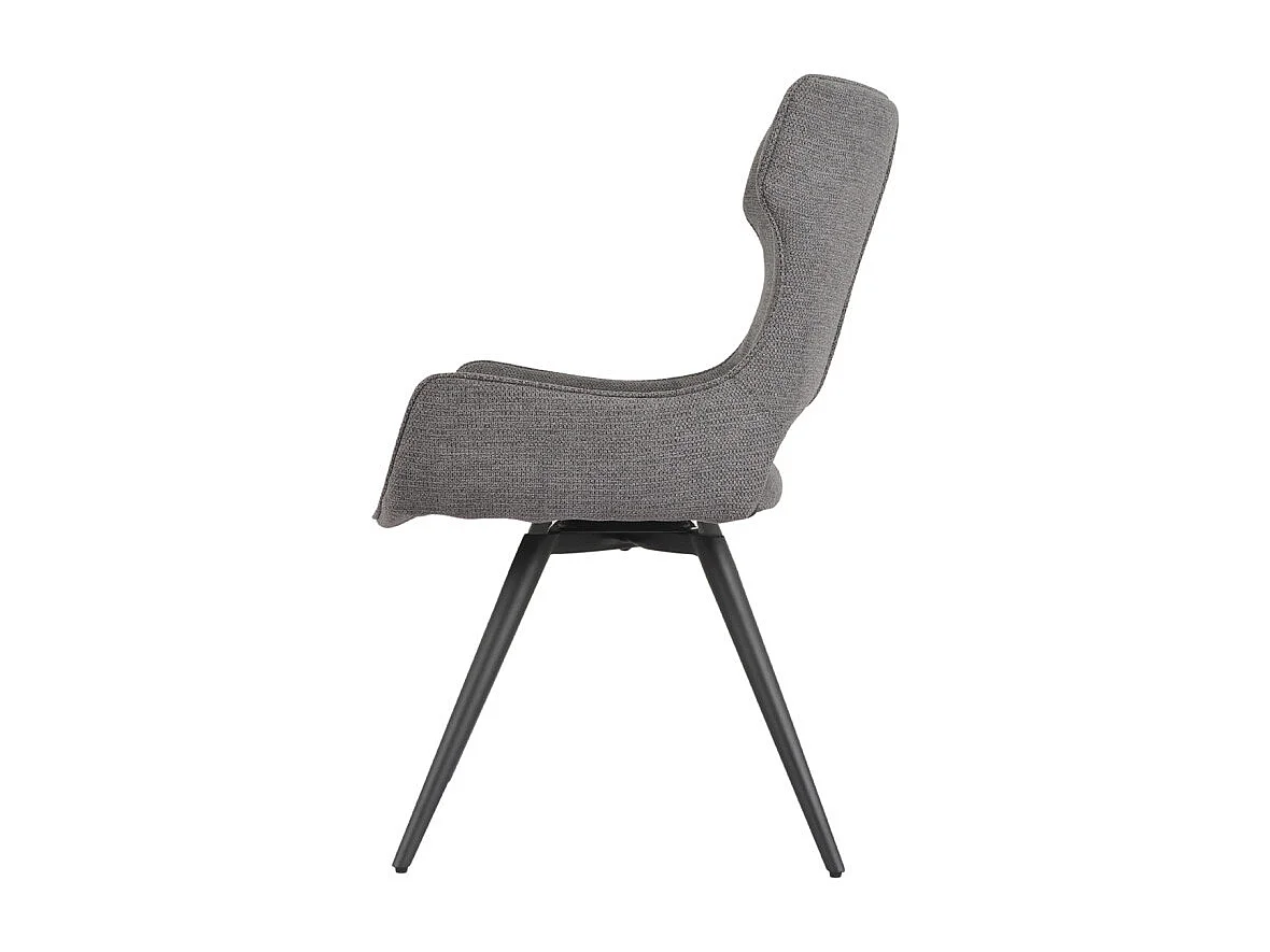 Chaise pivotante 180° tissu gris foncé et pieds métal noir – SEVILLE