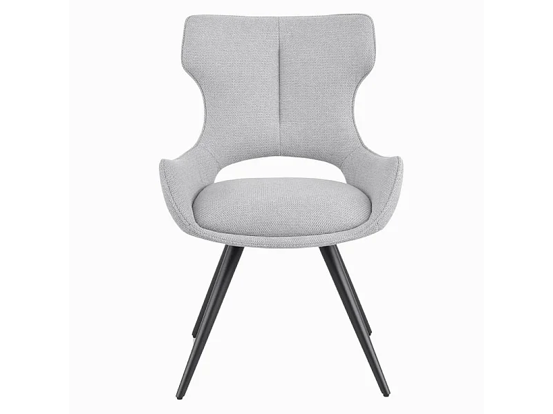 Chaise pivotante 180° tissu gris clair et pieds métal noir – SEVILLE