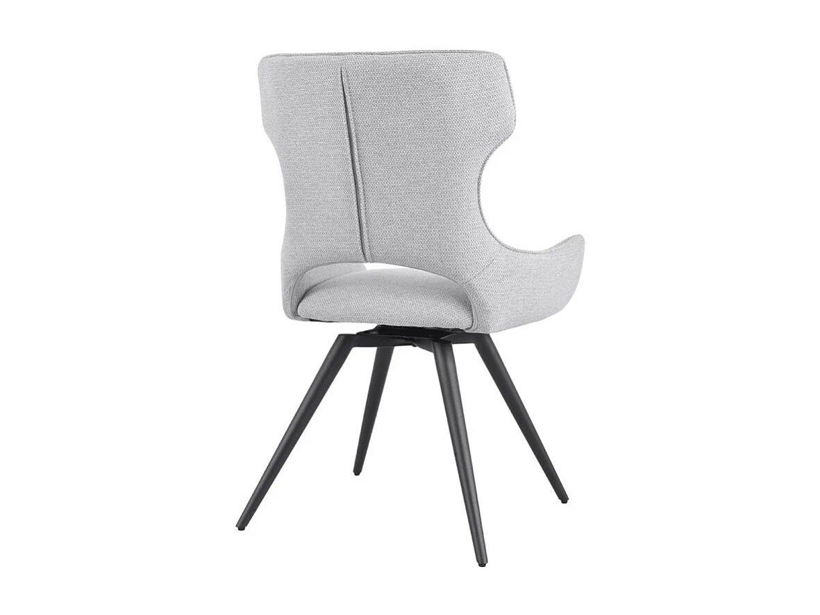 Chaise pivotante 180° tissu gris clair et pieds métal noir – SEVILLE