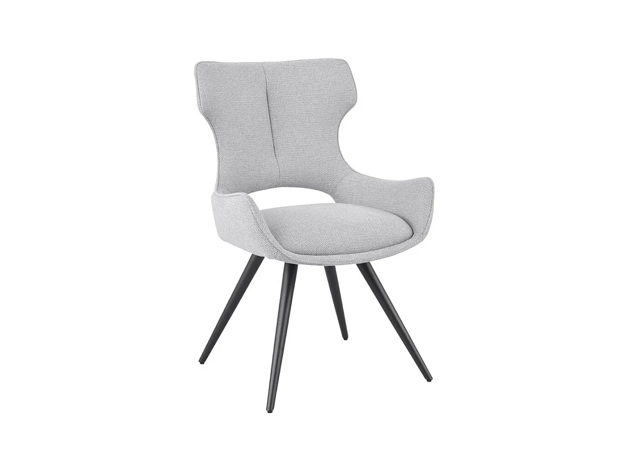 Chaise pivotante 180° tissu gris clair et pieds métal noir – SEVILLE