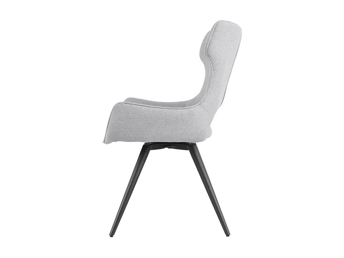 Chaise pivotante 180° tissu gris clair et pieds métal noir – SEVILLE