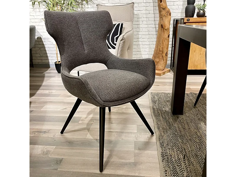 Lot 2 chaises pivotantes 180° tissu gris foncé pieds métal – SEVILLE