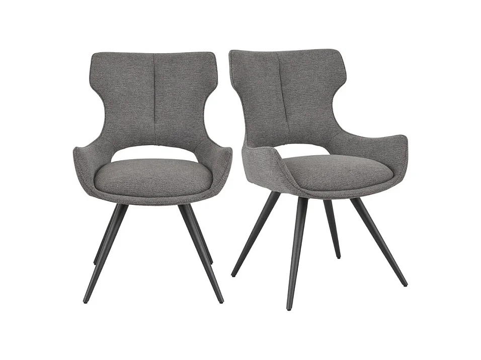 Lot 2 chaises pivotantes 180° tissu gris foncé pieds métal – SEVILLE
