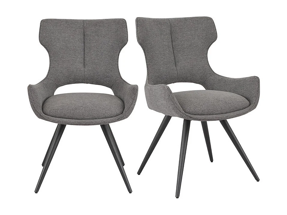 Lot 2 chaises pivotantes 180° tissu gris foncé pieds métal – SEVILLE