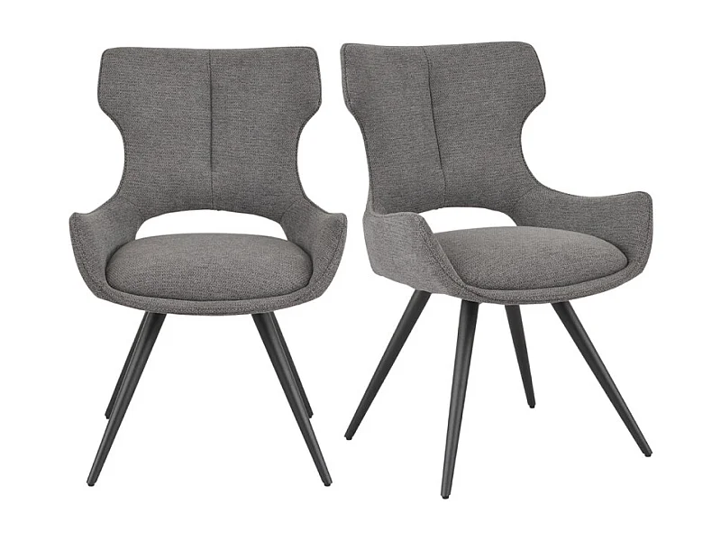 Lot 2 chaises pivotantes 180° tissu gris foncé pieds métal – SEVILLE