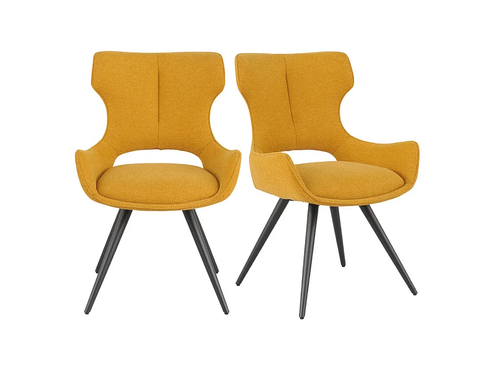 Lot 2 chaises pivotantes 180° en tissu jaune et pieds métal – SEVILLE