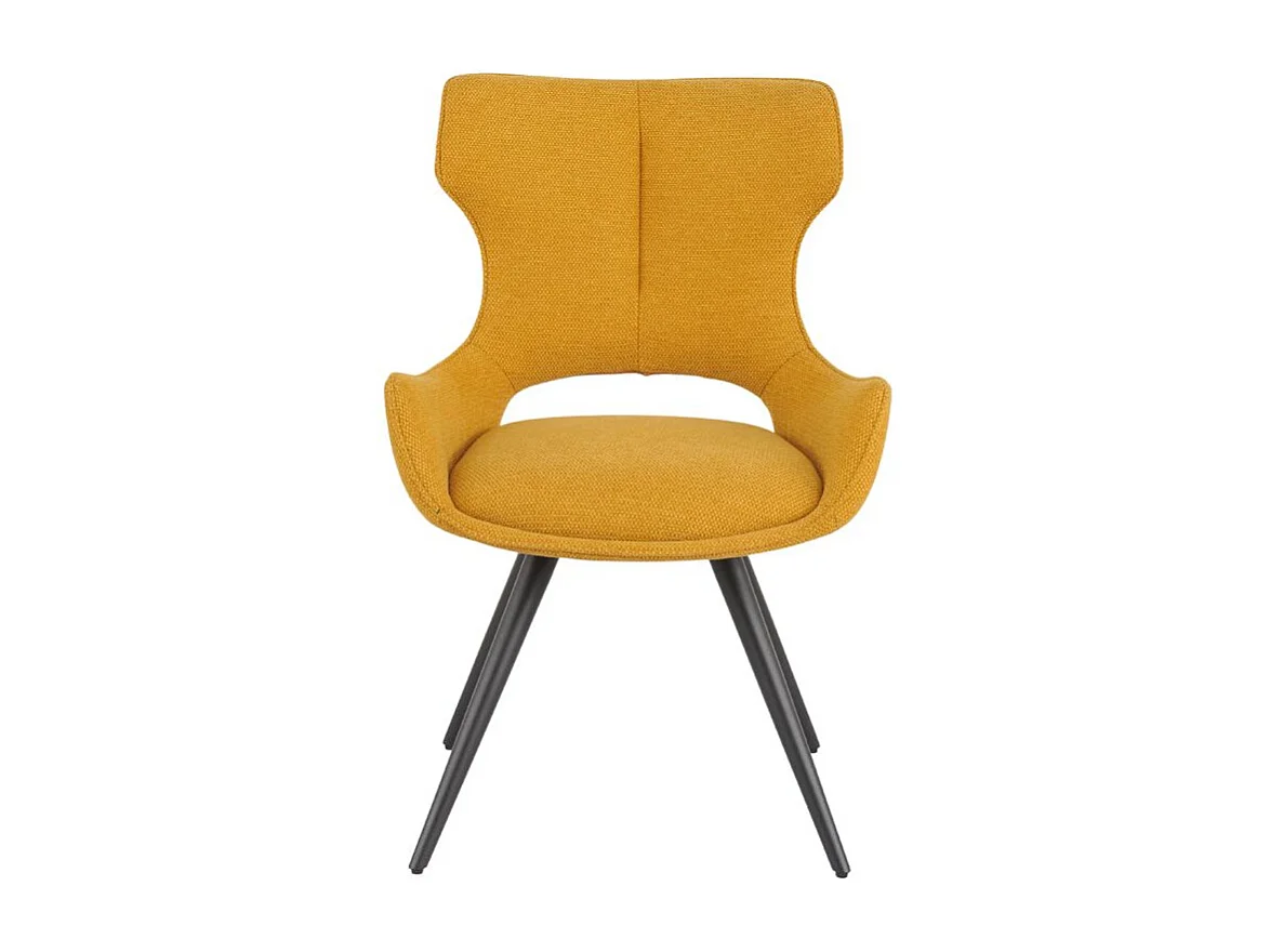 Lot 2 chaises pivotantes 180° en tissu jaune et pieds métal – SEVILLE